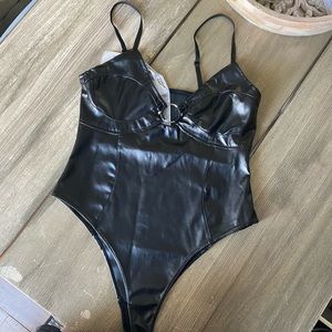 Faux Leather Body Suit